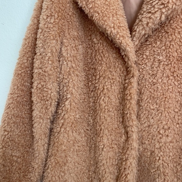 En Creme Chenille Blush Nude Fluffy Jacket Coat - Picture 3 of 7